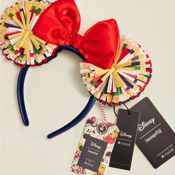 Disney Mickey Mouse Ears with Red Bow and Multicolor Fringe - Picture 2 of 7